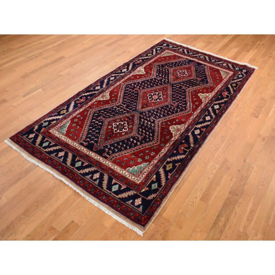 5'1"x9'7" Fire Brick Red, New Persian with Triple Serrated Medallion Design, Camel Hair, Pure Wool, Hand Knotted, Oriental Rug Sh87575 - Image 3