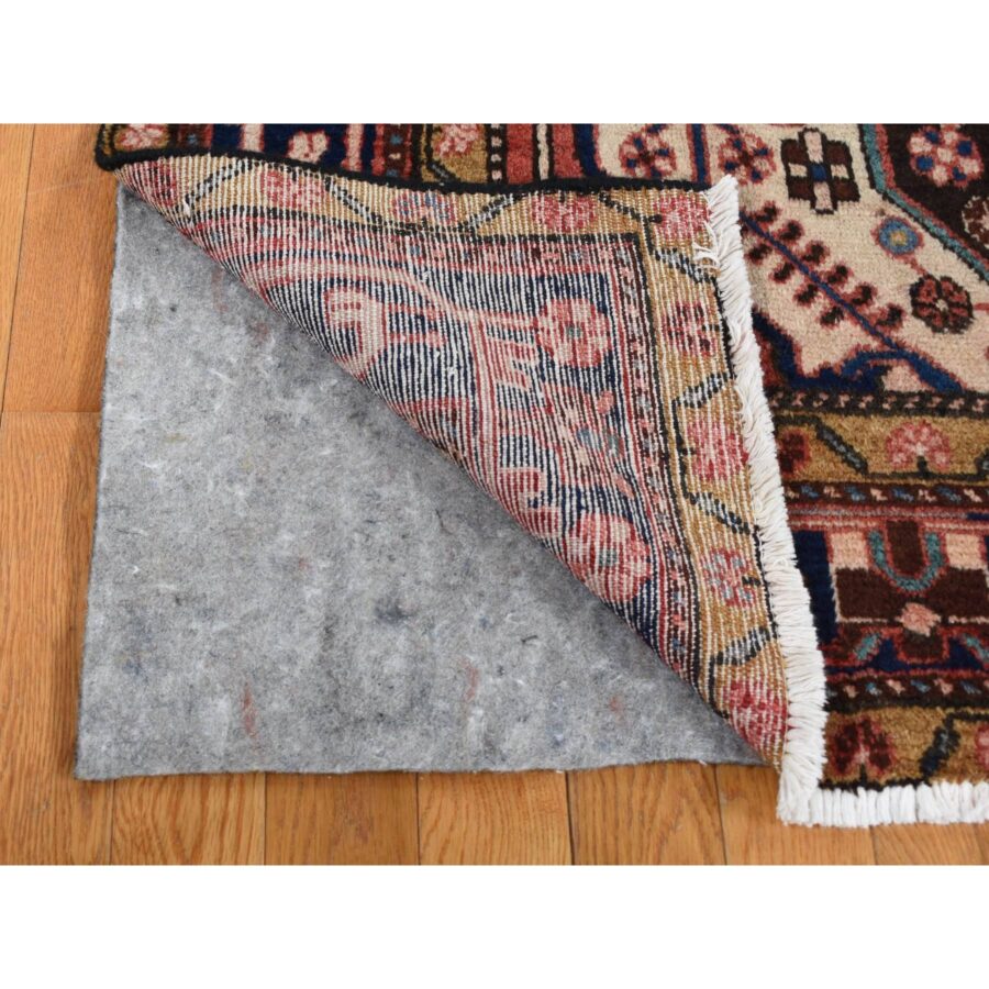 5'x10'3" Fire Brick Red, Vintage Persian Mosel, Geometric Medallion, Pure Wool, Hand Knotted, Wide and Long, Oriental Rug Sh87591 - Image 4