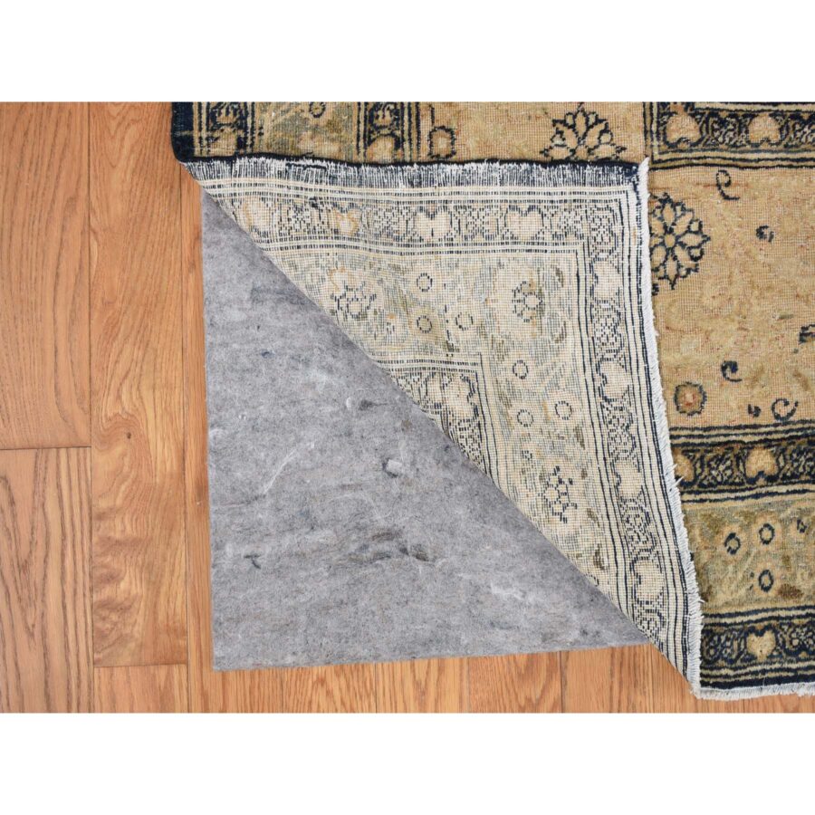 9'4"x13'9" Midnight Blue, Antique Persian Tabriz, Even Wear, Clean and Soft, 100% Wool, Hand Knotted, Oriental Rug Sh87939 - Image 4