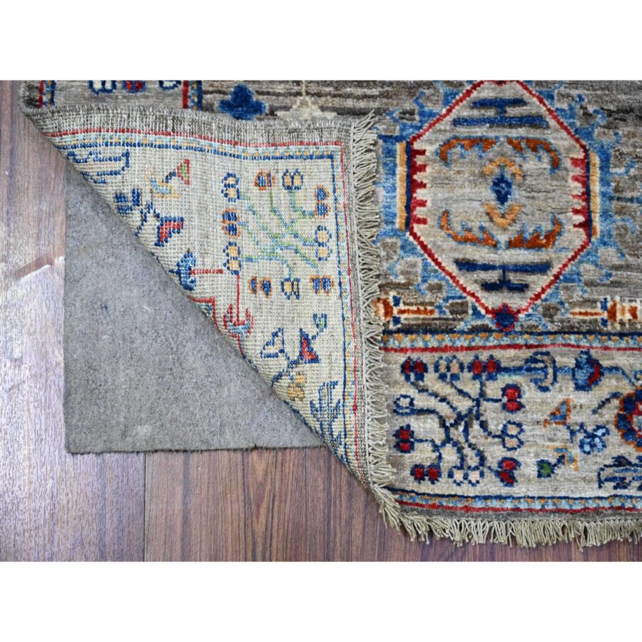 3'x4'10" Misty Gray, Hand Knotted, Karajeh Design Tribal Medallions, Extra Soft Wool, Vegetable Dyes, Oriental Rug Sh88258 - Image 2