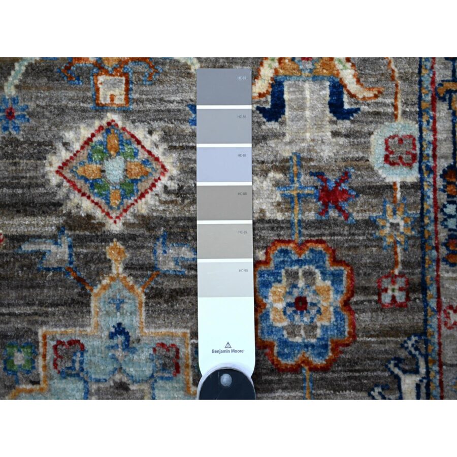 3'x4'10" Misty Gray, Hand Knotted, Karajeh Design Tribal Medallions, Extra Soft Wool, Vegetable Dyes, Oriental Rug Sh88258 - Image 3