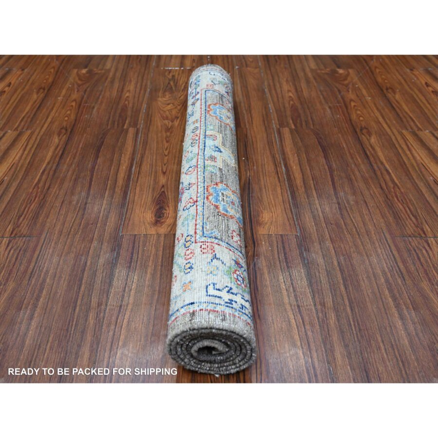 3'x4'10" Misty Gray, Hand Knotted, Karajeh Design Tribal Medallions, Extra Soft Wool, Vegetable Dyes, Oriental Rug Sh88258 - Image 4