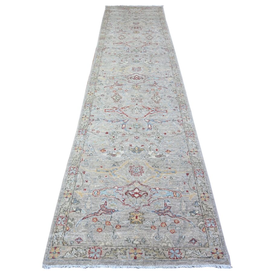 3'1"x13'9" Koala Gray, Fine Aryana Bidjar Garus Design, Natural Dyes, Luxurious Wool, Hand Knotted, Runner Oriental Rug Sh88332