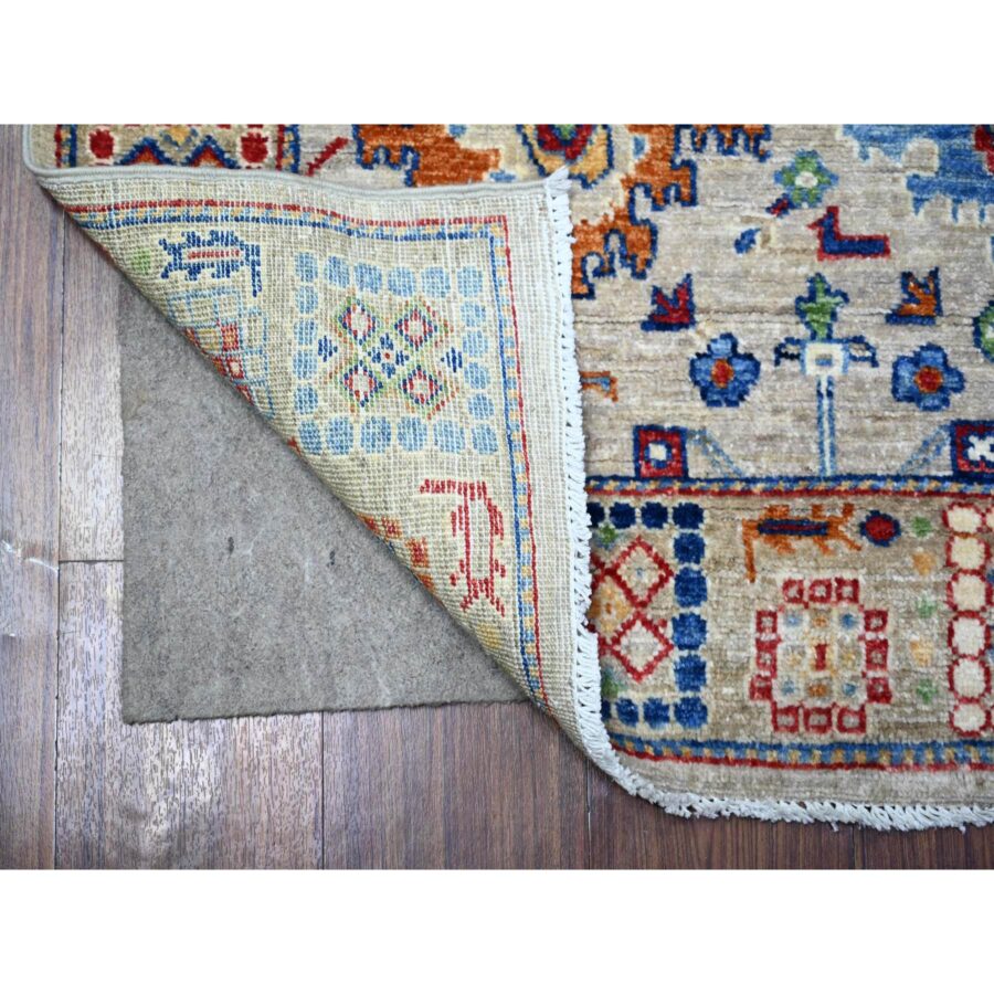 3'1"x5' White Gray, Aryana Collection, Mahal Design with Geometric Leaf Elements, Vegetable Dyes, Extra Soft Wool, Hand Knotted, Oriental Rug Sh88341 - Image 2