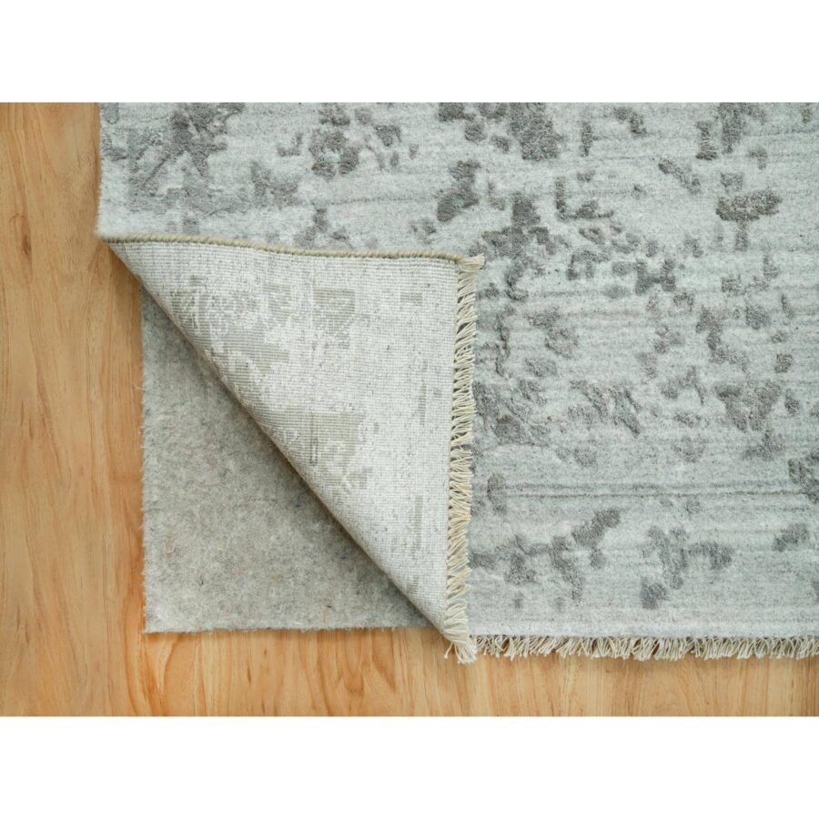 14'x14' Cloudburst Gray, Hand Knotted, Broken Wool and Silk Persian Design, Soft to Touch, Denser Weave, Square Oriental Rug Sh90484 - Image 4