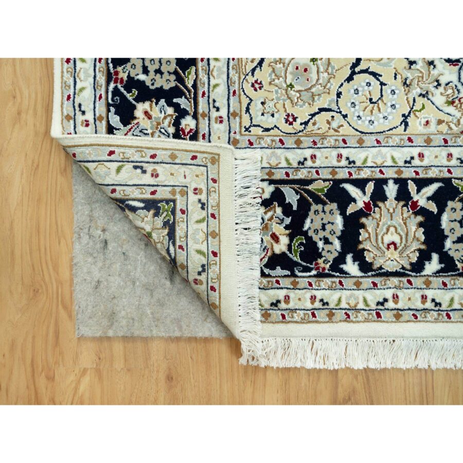 7'10"x10' Origami White, Hand Knotted, 250 KPSI, Nain Organic Wool Center Medallion Flower Design, Denser Weave, Oriental Rug Sh90519 - Image 4