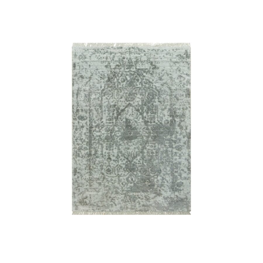 2'x3'2" Moorland Gray, Hand Knotted, Soft to Touch, Broken Wool and Silk, Persian Design, Denser Weave, Oriental Rug Sh90537