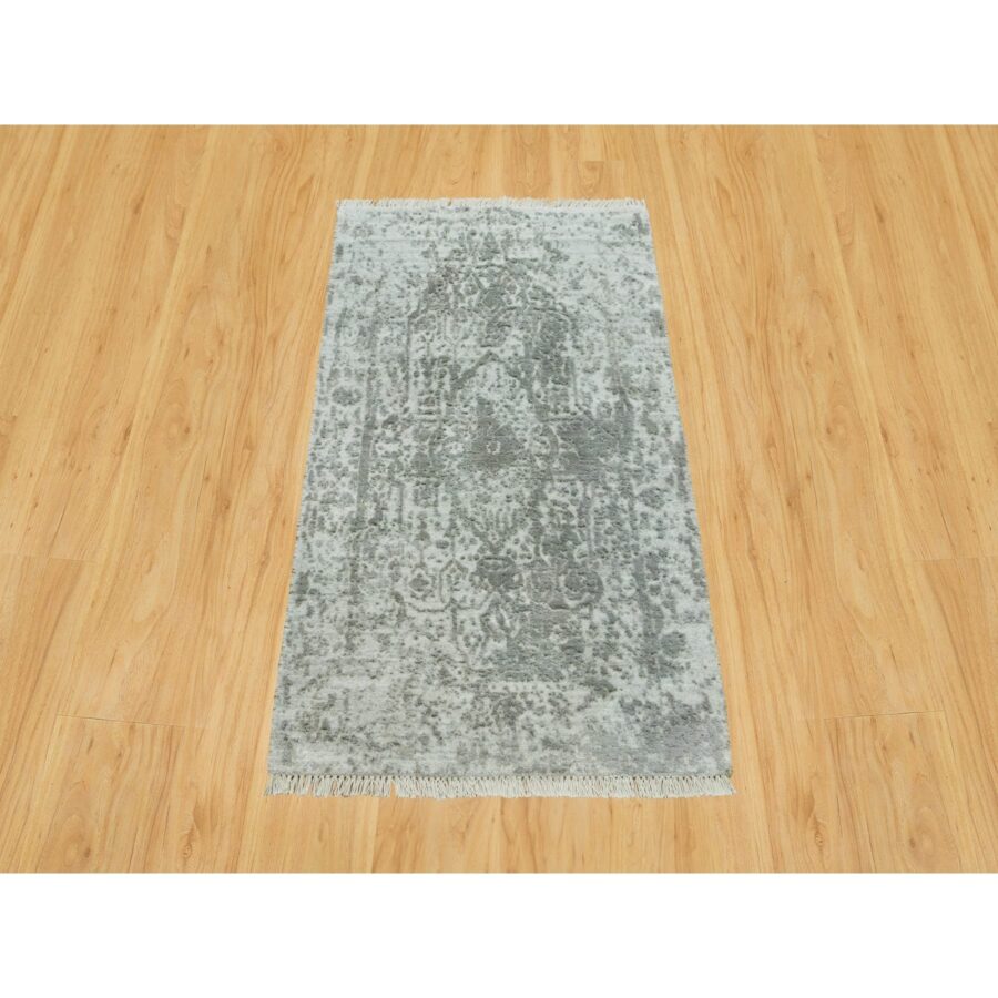 2'x3'2" Moorland Gray, Hand Knotted, Soft to Touch, Broken Wool and Silk, Persian Design, Denser Weave, Oriental Rug Sh90537 - Image 2