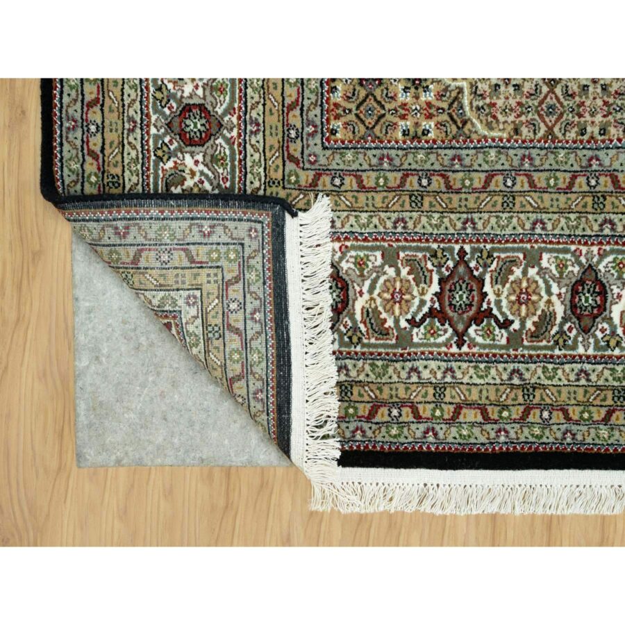 7'10"x10'1" Caviar Black, Natural Wool Denser Weave Hand Knotted, Mahi Fish Medallion Design Tabriz, Oriental Rug Sh90599 - Image 4