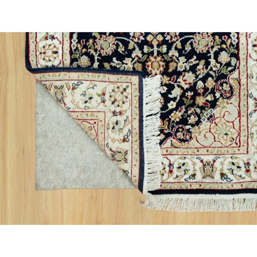 2'9"x12' Polo Blue, 250 KPSI Denser Weave, Nain Vibrant Wool Large Central Medallion Floral Design, Hand Knotted Oriental Runner Rug Sh90611 - Image 3