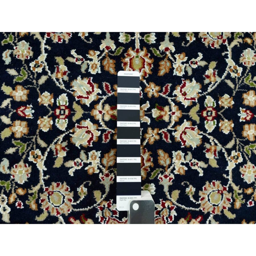2'9"x12' Polo Blue, 250 KPSI Denser Weave, Nain Vibrant Wool Large Central Medallion Floral Design, Hand Knotted Oriental Runner Rug Sh90611 - Image 4