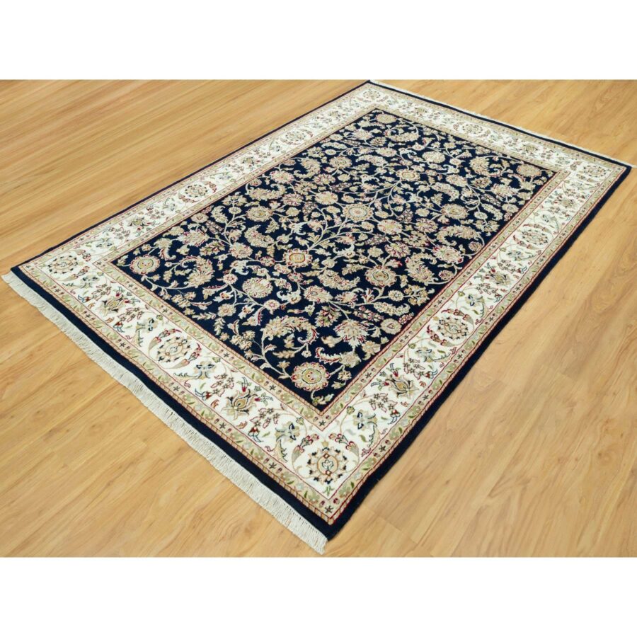 6'1"x8'10" Big Stone Blue, Nain With All Over Flower Design, Hand Knotted High Quality Wool, Denser Weave, Oriental 250 KPSI Rug Sh90612 - Image 3