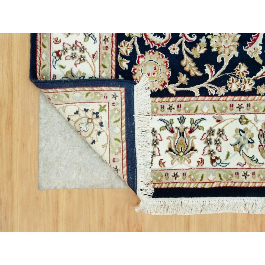 6'1"x8'10" Big Stone Blue, Nain With All Over Flower Design, Hand Knotted High Quality Wool, Denser Weave, Oriental 250 KPSI Rug Sh90612 - Image 4