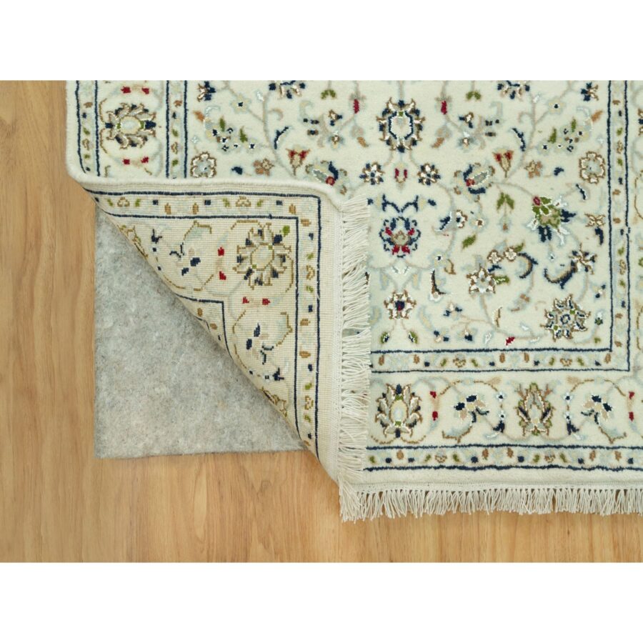 2'9"x20' Cloud Nine White, Nain With Floral Repetitive Design, All Wool 250 KPSI, Hand Knotted XL Runner Oriental Rug Sh90613 - Image 3