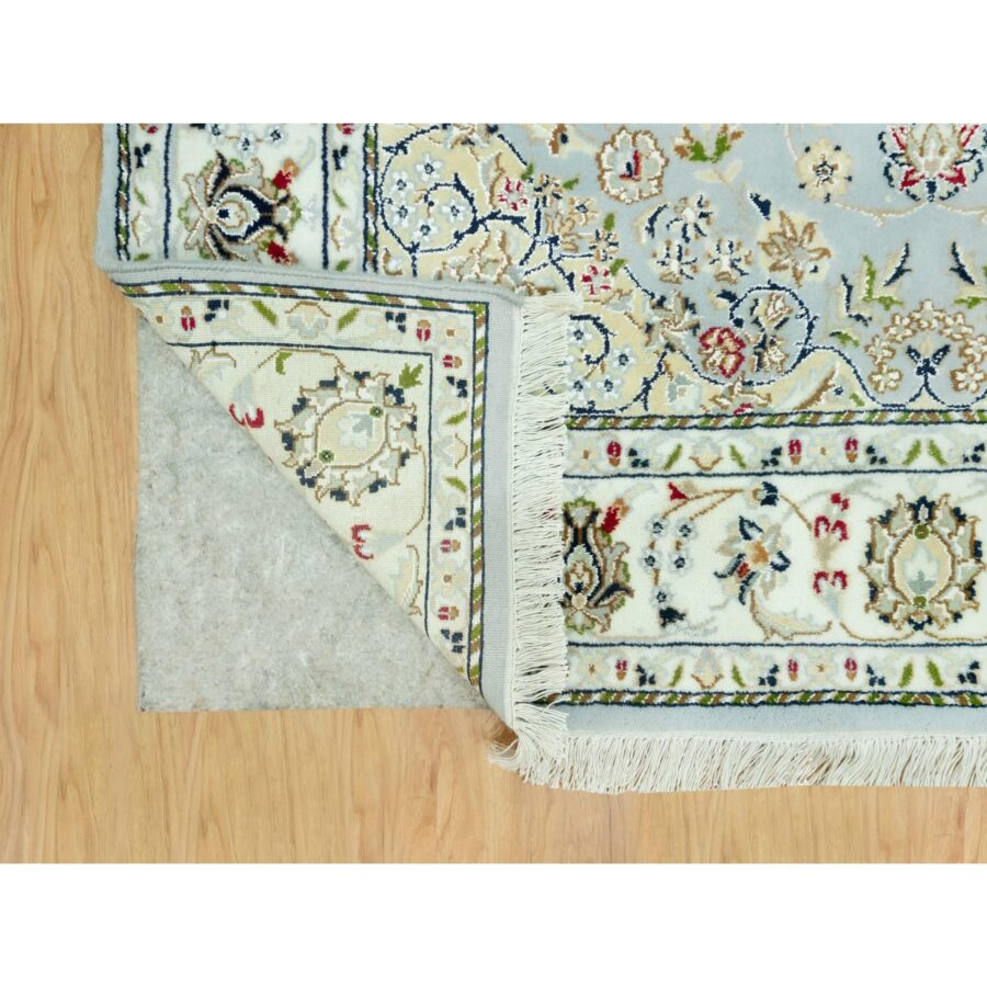 5'x6'9" Brittany Blue, Nain with Center Medallion Flower Design, 250 KPSI, Natural Wool, Hand Knotted, Denser Weave Oriental Rug Sh90620 - Image 3