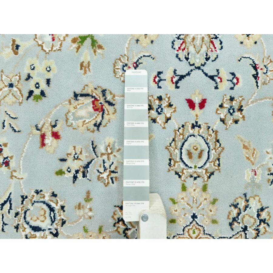 5'x6'9" Brittany Blue, Nain with Center Medallion Flower Design, 250 KPSI, Natural Wool, Hand Knotted, Denser Weave Oriental Rug Sh90620 - Image 4
